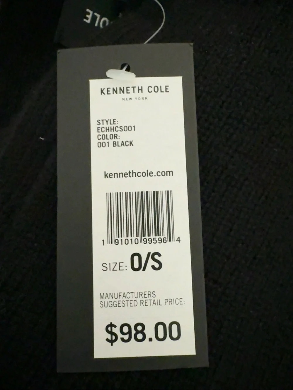 Kenneth Cole New York Black Wool Cashmere Knit Scarf 70% Wool 30% Cashmere $98